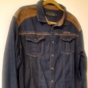 COOGI Men's Denim Jean And Suede Long Sleeve Sz:XL